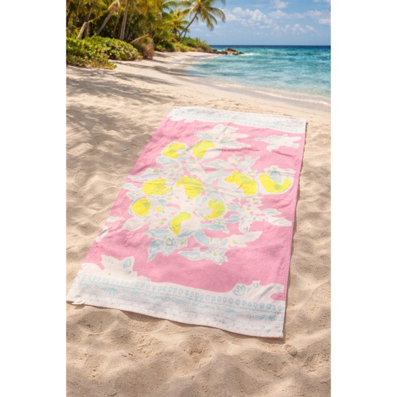 Lilly Pulitzer Other - Lilly Pulitzer Pottery Barn‎ Kids Pink Lemonade Beach Towel Cotton Floral GW1